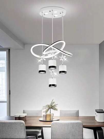 4-Head Modern Minimalist LED Ceiling Light, Iron Frame With Glass Shade, Crystal Decor, Luxury For Bedroom, Living Room, Hallway, Dining Room, 110-240V, 6000K Tri-Color Illumination