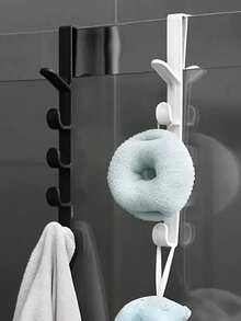 1PC Solid Plastic Door Hook,Modern Non Perforated Strong Hanger Rack,Towel Racks,Portable Coat Hook,Over The Door Plastic Home Storage,Space Saving Plastic Wardrobe Organizer,Multi Functional Display Rack,Back Of Shower Door Hooks For Hanging Towel Rack Clothes,Hat,Household Items, Bedroom Accessories,Accessory Storage