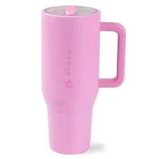 Limited Edition HydroJug Traveler - 32 Oz 40 Oz Water Bottle With Handle & Flip Straw - Fits In Cup Holder, Leak Resistant Tumbler-Reusable Insulated Stainless Steel & Rubber Base - Gifts For Women & Men, - Bubblegum - 查看 4
