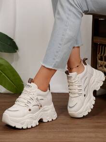 Giày thể thao đế xuồng màu trắng ẩn dành cho nữ, giày thể thao đế dày đế xuồng - trắng - Xem 3