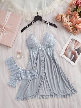 SOFUSEN 女士性感深V蕾丝莲花文胸套装，卧室、浴室、派对等场合皆宜的多功能内衣