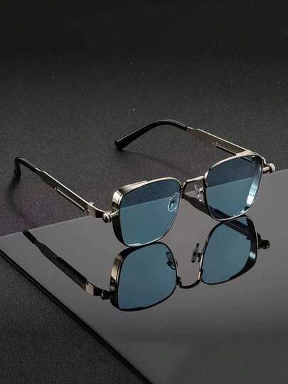 金属弹簧朋克风时尚眼镜，超大镜框设计，时尚百搭，适合户外旅行