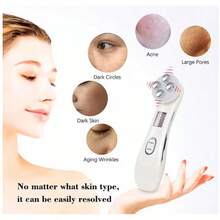 新款迷你面部美容仪，LED嫩肤按摩棒，面部护肤按摩器，LED光子嫩肤仪，USB充电式家用美容仪，适用于面部和颈部，电池容量：400mAh - 白色 - 查看 12