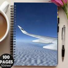 1本航空主题螺旋笔记本 - 大号，50张，100页，优雅的飞机图案封面 - 非常适合飞行员、旅行者、办公人士、学生、日记本 - 航空爱好者的理想礼物，也适合作为学习用品、时尚日记本、装订本、主题文具、日记爱好者、飞机笔记本、飞行员笔记本、符文日记本、国际象棋记谱本、学习用品/笔记本、学校笔记本 - K - 查看 18