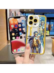 Étui de téléphone transparent personnalisé Anime Gold S-Saint Seiya compatible avec 16E 16 15 14 12 13 11 Pro 8 7 SE Plus X XR XS Max DIY Case, Housse compatible avec 17 Pro Max Case, 17 Pro Case, 17 Case, 16 Pro Max Case - NCCLR05 - Voir 4