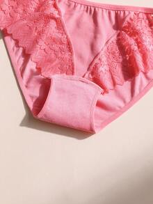 6条装女士纯棉内裤，性感蕾丝拼接，低腰无痕，柔软舒适透气，适合瑜伽、运动和日常穿着。 - 彩色 - 查看 11