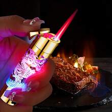 Pink Windproof Butane Lighter Featuring A 3D Dragon Engraving, Perfect For Gifts On Valentine'S Day, Christmas, Or Father'S Day. Fuel Not Included. - 復古火炬打火機 - 查看 9