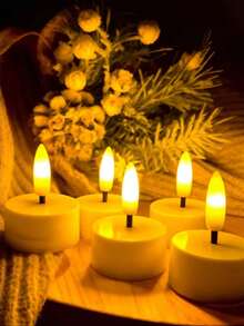 6pcs Flameless LED Tea Light Candles With Flickering Effect, Remote Control And Timer Function (2H, 4H, 6H, 8H), Suitable For Home Decor, Valentine's Day, Weddings And More To Create Ambiance - White - View 4