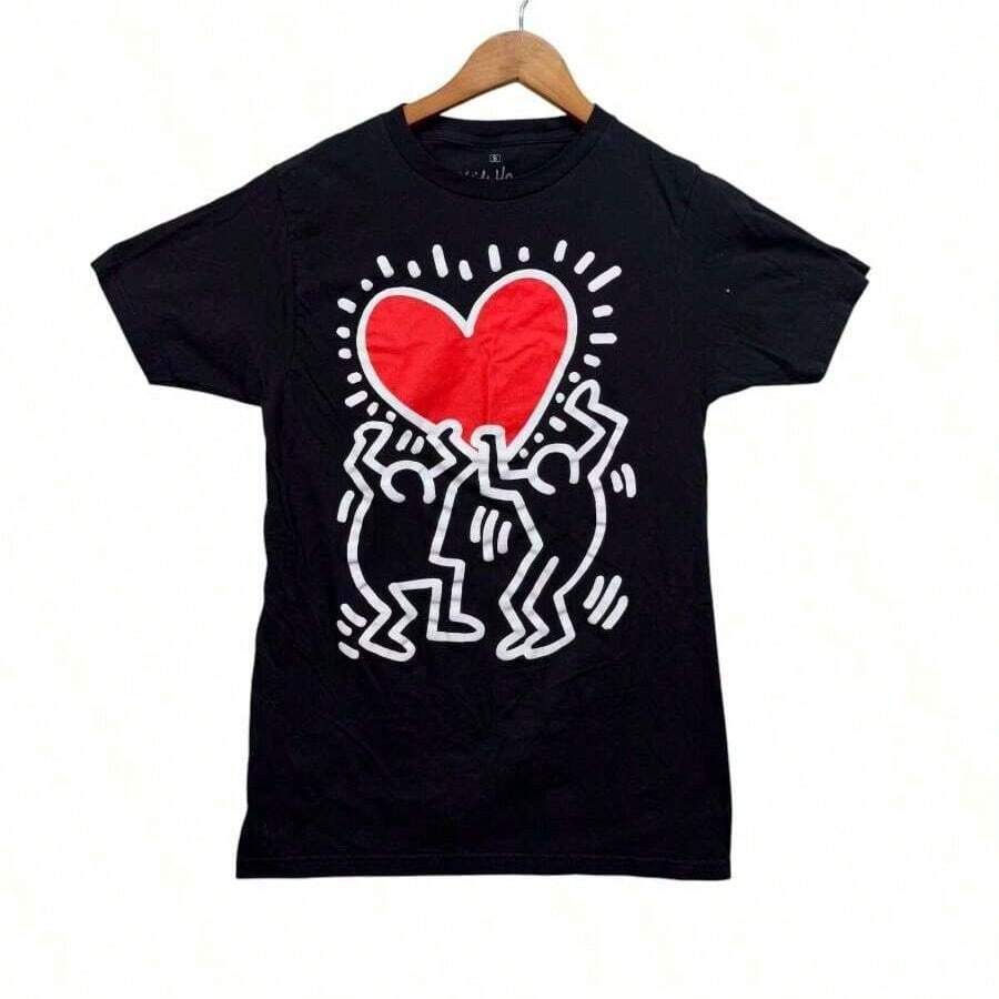 Keith Haring Art New York Street Culture Radiant Heart Love Graffiti T Shirt - 黑色 - 查看 1
