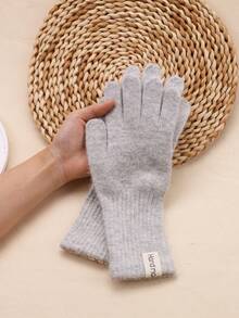 1 par de guantes de punto cálidos y con pantalla táctil para mujer, de unicolor, gruesos, sin dedos, de estilo largo, adecuados para otoño/invierno - Multicolor - Ver 4