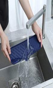 MicoYang Silicone Bathroom Soap Dishes With Drain Spout-Bathroom And Kitchen Sink Organizer,Sponge Holder,Dish Soap Tray,Perfect For Dispenser,Scrubber,Bottle,Cup On Sink Or Counter-Black 49"*32" - ColorI - 查看 7