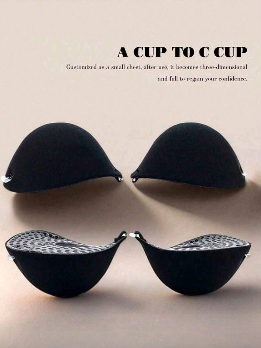 1pc Black Silicone Lift Bra Pad, Thickened Adhesive Invisible Lift Bra, Backless Strapless Bra - Suitable For Small Bust - Multicolor - View 1