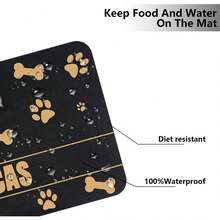 Personalized Cat Dog Food Mat With Names - Non-Slip, Waterproof, Custom Pet Fedding Mat With Bone And Paw Prints - Brown - View 5