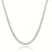 3.0-6.5mm Round Moissamite Necklace - Hip Hop Rock Style, 925 Sterling Silver, Couple Style, Perfect For Engagement, Proposal, Birthday And Anniversary Gifts - 45cm/17.71inch - 查看 1
