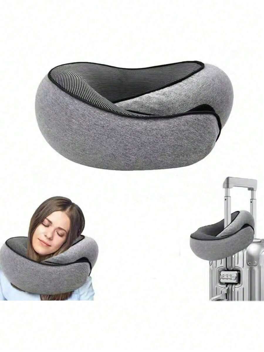 U-Shaped Neck Pillow, Portable Detachable Outdoor Airplane Travel Pillow Set, Memory Foam Neck Pillow, Snail Neck Pillow, Travel Pillow, Neck Pillow, 360° Travel Neck Pillow - Multicolor - View 1
