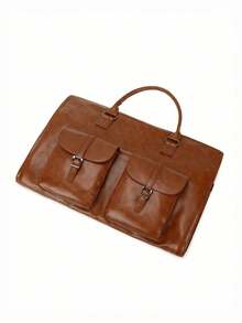 Multi Functional Portable Folding Travel Bag, Men's And Women's Clothing Storage Bag, Simple Solid Color Large Capacity Outdoor Fitness Bag, Practical Multi Pocket Partition Storage Overnight Handbag, Equipped With Independent Shoe Compartment And Adjustable Long Shoulder Strap, Suitable For Business Trips, Overnight Fitness, Etc - 棕色 - 查看 6