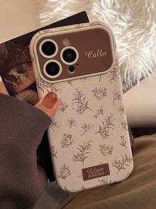 1pc Vintage Literary Floral Phone Case Compatible With IPhone 17, 16, 15, 14, 13, 12, 11 Series, Shockproof Aesthetic Cover - White - View 2