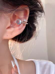 1pc Luxury Personalized Fashionable Niche High-End Zirconia Ear Clip No Piercing Ear Cuff Earrings Versatile Elegant Earrings