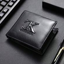 高级字母压纹男士短款钱包对折商务极简信用卡夹男士礼盒钱包男士钱包迷你钱包钱包男士钱包真皮小钱包旅行必备证件夹身份证夹 - 彩色 - 查看 13