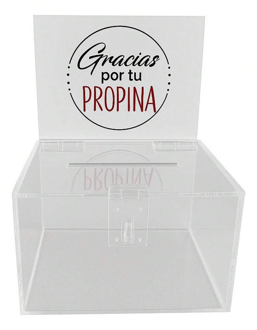 TendenciaPropinero Chico, Caja De Propinas Con Espacio Para Frase TransparenteCalidad premium - 1 - Ver 1