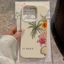 Funda de teléfono: diseño de patrón de lichi blanco, flores de verano, palmera y estrella de mar, funda de teléfono adecuada para Galaxy A02 A03S A04 A05S A06 A13 A14 A15 A16 5G A21S, funda de teléfono transparente de dibujos animados, anti-caída, cobertura completa A22 A23 A24 A25 A32 A34 A35 A50 A52 A53 A54 - Estilo 1 (1 pieza) - Ver 1