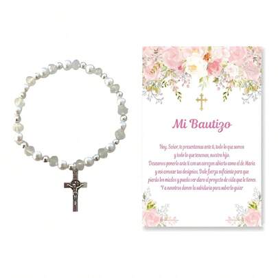 Tendencia10 Recuerdos Pulsera Bautizo Niña Con Tarjeta CelofánCalidad premium