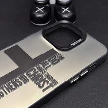For  17 Pro Case For  16 Pro Max 15 Plus 14 13 12 11 XS XR  Letter Cross Pattern Anti-Scratch Military-Grade Drop Protection Slim Cellphone Cover   15  Pro  Max  Case - màu đen - Xem 4