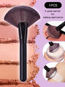 1pc Large Fan-Shaped Makeup Brush, Powder Brush, Excess Powder Brush, New Nail Art Brush, Dust Brush, Multi-Functional Makeup Tool - Black - View 4