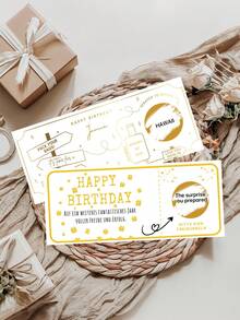1/3pcs Personalised Birthday Scratch To Reveal Voucher, Special Birthday Surprise Scratch Card, 30th, 40th, 50th, 60th,70th,80th Birthday Gift,Customizable Scratch Card / Pregnancy Announcement / Marriage Announcement / Marriage Proposal - Multicolor - View 8