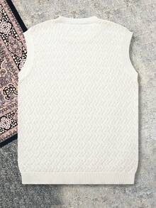 New Sleeveless Knit Top With Asymmetrical Textured Palace Style, Breathable, Spring/Summer - White - View 3