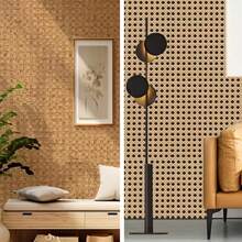 1 rolo de papel de parede texturizado imitando rattan em formato de favo de mel, autoadesivo e removível, ideal para armários, gavetas, guarda-roupas, portas de armários, quartos de hotel, painéis de TV, paredes e decoração de móveis. Dimensões: 45 cm x 500/300/100 cm. - Tapete refrescante em formato de colmeia - Ver 2