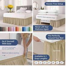 Leoon Falda de Cama anti-polvo envolvente para camas tamao King con cada de 12 pulgadas - banda elstica de fcil ajuste - Rodapis plisado ajustable - para mujeres, hombres, nios y adolescentes - Cafe - king+caída de 12 pulgadas+13 - café - Ver 12