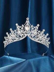 银色皇冠，新娘婚礼皇冠，复古公主女王皇冠头饰，适合舞会、派对、情人节及其他场合 - 銀色 - 查看 4