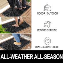 Waterproof Doormat Sturdy Natural Rubber Front Indoor Mat Non Slip Low Profile Indoor Outdoor Door Mats Stain And Fade Resistant Floor Mat Easy Clean Patio Entrance Mat 30''x17'' Black - 30x17 - 查看 4