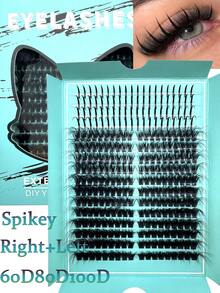 16Rows  Manga Eyelash Extensions Clusters Bottom+Spiky Lashes Extensions Clusters Spikes Eyelash Extensions Segmented Eyelash Makeup Tools,5D Fluffy Thick Soft Individual DIY Clusters Eyelash Extension Kit, Thick Individual Cluster Lashes With Spikes&Bottom, Lashes Easy Application For Beginners,Personalized Cat/Fox Green Box Packaging - Black - View 8