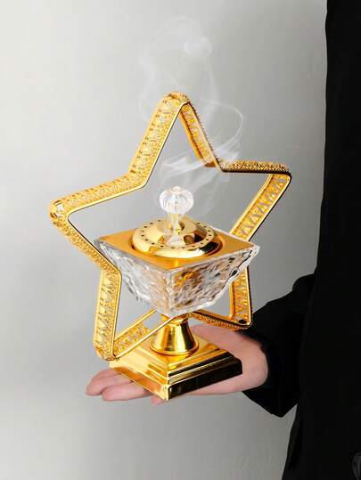 1个小众创意手持香炉，复古高端金属香炉，现代家居装饰摆件，奢华星形香炉，斋月装饰
