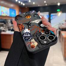 Estuche para teléfono con collage de arte de baloncesto Compatible con estuches para teléfonos ,  17,  16 Pro Max,  15 Pro Max,  13 y  12 Duradero, a prueba de golpes y elegante Una excelente opción para familiares, amigos, seres queridos, novios/novias y regalos de Navidad y Año Nuevo - Negro - Ver 2