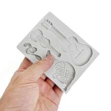Musical Note Silicone Mold, DIY Guitar Violin Musical Instrument Note Fondant Chocolate Cake Decorating DIY Resin Mold, Cake Decorating DIY Clay Mold - Light Grey - View 1