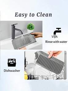 [Delivery Within 2-7 Days In The United States]1pc Silicone Water Drain Mat Kitchen/ Bathroom Sink Splash Guard Anti-Slip Surface Pad/ Rack ,Silicone Kitchen Sink Tray With Drainage Spout, Kitchen Faucet Sink Splash Guard, Silicone Faucet Water Catcher Mat, Sink Draining Pad Behind Faucet, Rubber Drying Mat, For Kitchen & Bathroom Countertop Protect, Kitchen Supplies, Bathroom Accessories, Kitchen Organizer, Household Kitchen & Bathroom Accessory ﻿24 Inch Faucet Mat For Kitchen Sink Splash Guard Behind Faucet, Sink Protectors For Kitchen Sink Faucet Mat Splash Guard For Kitchen Sink Area, Longer Silicone Faucet Guard & Draining Mat, Grey Dorm Room Essentials College Storage - Nhiều màu - Xem 8