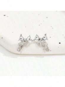 Rhinestone Bow Decor Stud Earrings - 多色 2 - 查看 3