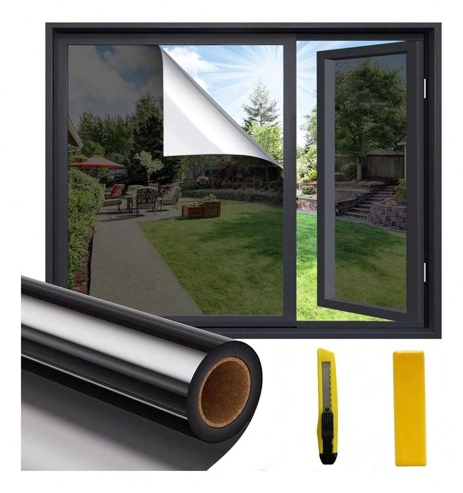 TendenciaPelícula Espejo Privacidad Para Ventana Antirayas 10m X 50cm Negro/plataCalidad premium - 1 - Ver 1