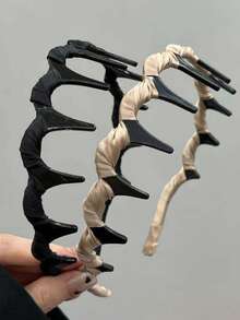 2条装女士高冠波浪发箍，防滑发夹，发带，发圈，之字形发箍，甜美个性简约复古Y2K优雅，适合日常佩戴，发饰，配饰，女士发饰，女士发饰，发饰，Y2K，情人节