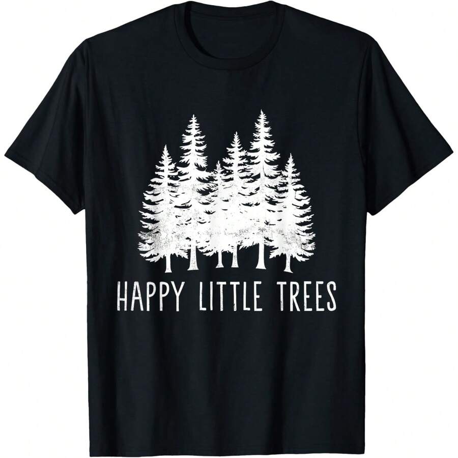 Happy Little Classic Adorable Costume Forest Lovers Tree T-Shirt - 黑色 - 查看 1
