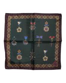 Dolce & Gabbana Silk Medals Crowns Pocket Square Men Green Scarves