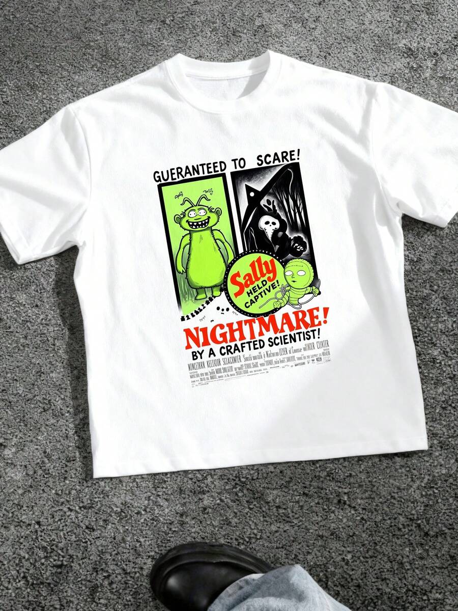 Vintage Nightmare Before Christmas T-Shirt T Shirt  Women Unisex Tshirt SY886-2 - 白色3 - 查看 1