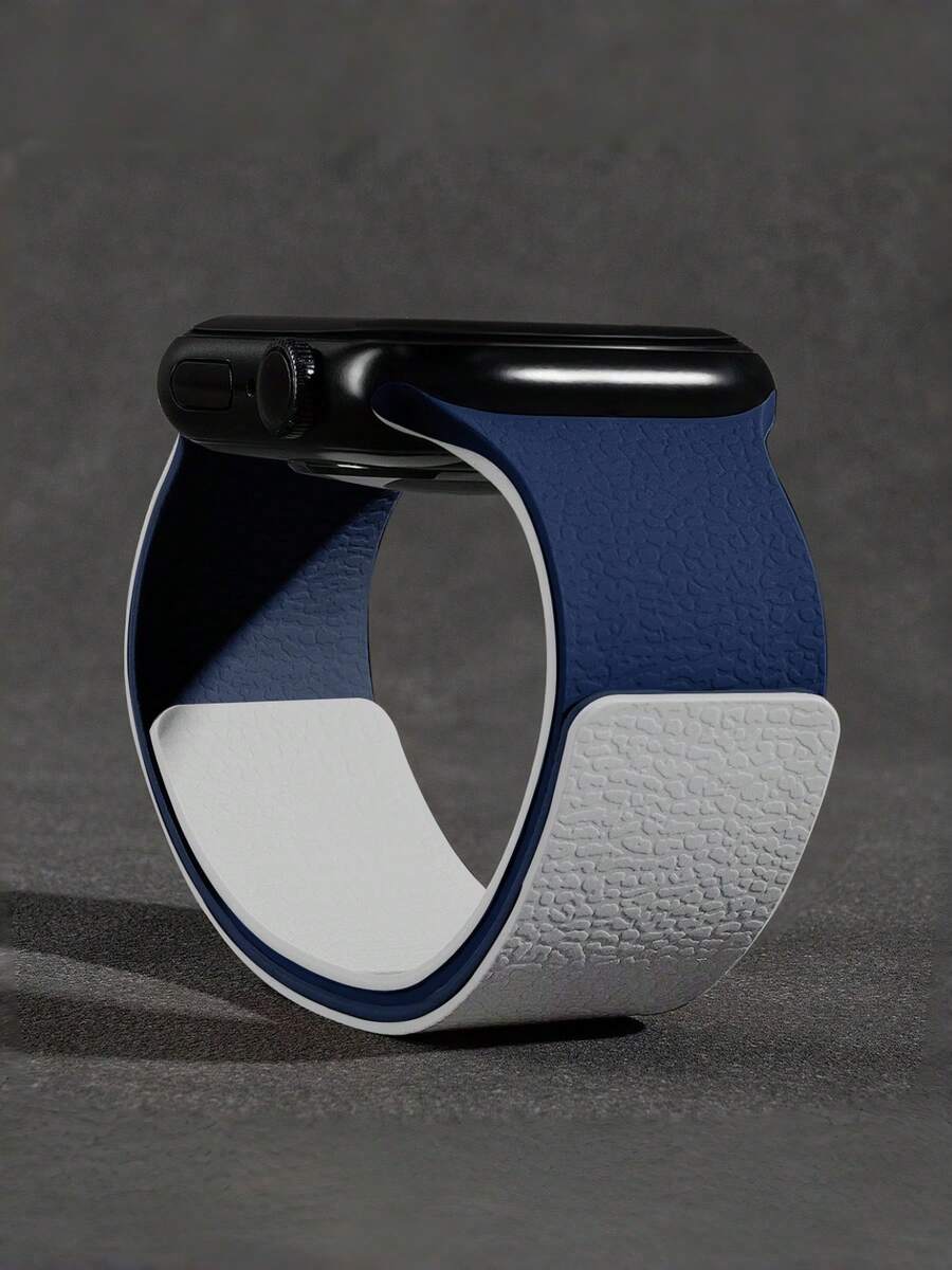 1条男女通用荔枝纹硅胶磁吸表带，兼容 42mm、38mm、40mm、41mm、44mm、45mm、46mm、49mm，时尚智能手表替换表带，适用于Series Ultra2、Ultra SE2、SE 11、10、9、8、7、6、5、4、3、2、1