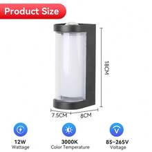85V-265V LED Outdoor Garden Wall Light Fixture, Waterproof Indoor Decorative Lighting Lamp Suitable For Indoor/Staircase/Room/Entrance/Living Room/Bathroom/Kitchen/Bedroom/Hallway/Porch/Single Residence, Garden, Patio, Staircase, Parking Lot And Passageway Lighting, Front Door, Terrace - 戶外門廊壁燈 - 查看 12