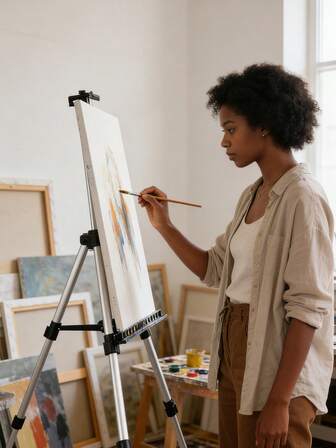 1 st metallstaffili, justerbart stativstaffili i aluminiumlegering med bärväska, lämplig för kanvasmålning, robust och lämplig för bordsskiva, golvmålning, skissning, display, bröllopsskyltar, utställningar, utomhusbruk och mer