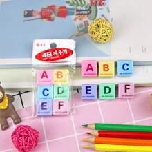 6/12/24pcs Cartoon Cute Pocket Erasers With Mini English Letters, Classroom Rewards And Party Favors, Collectible Desktop Pets - Various Fun Pet-Shaped Stationery, Perfect Student Rewards, And Prize Box Fillers