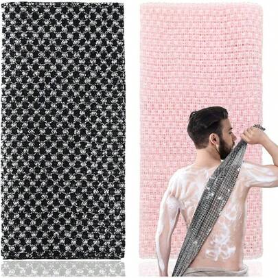 2pcs Japanese Exfoliating TowelExfoliating Shower Towel Extra Long Exfoliating Washcloth For Men Women Exfoliating Body Scrubber For Cleaningandspa Black+Pink